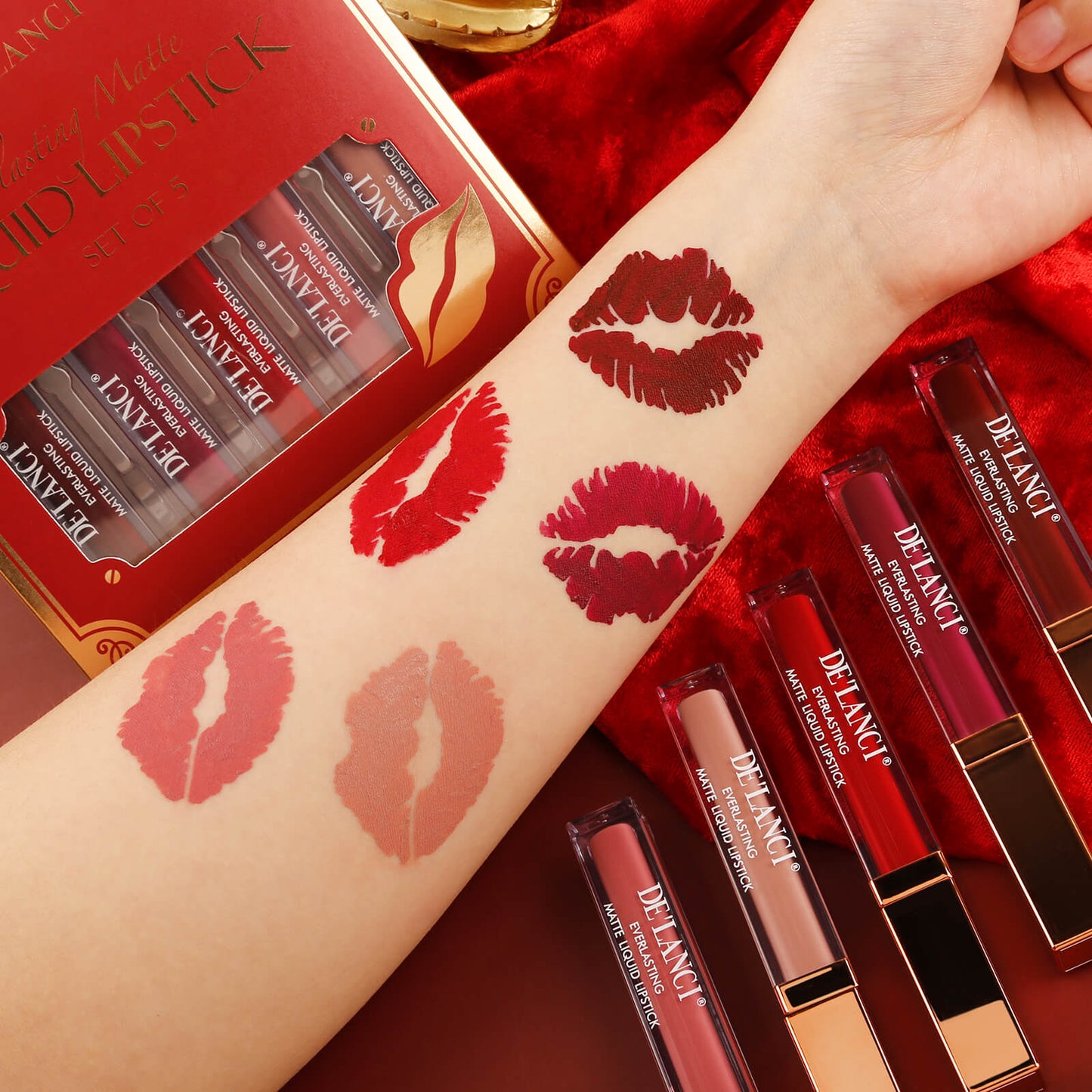 Everlasting Matte Liquid Lipstick Set Of 5 | DE’LANCI