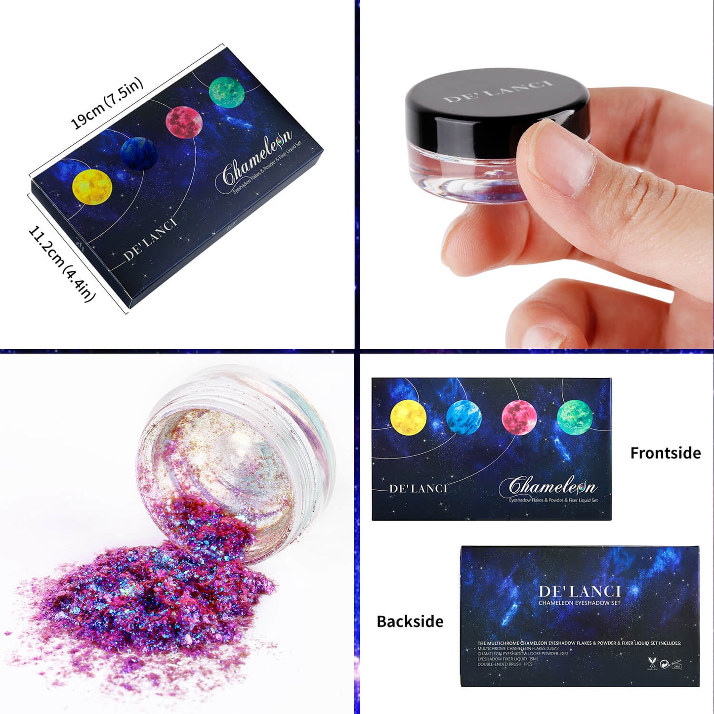 Chameleon Eyeshadow Flakes Powder Liquid Set-DE'LANCI