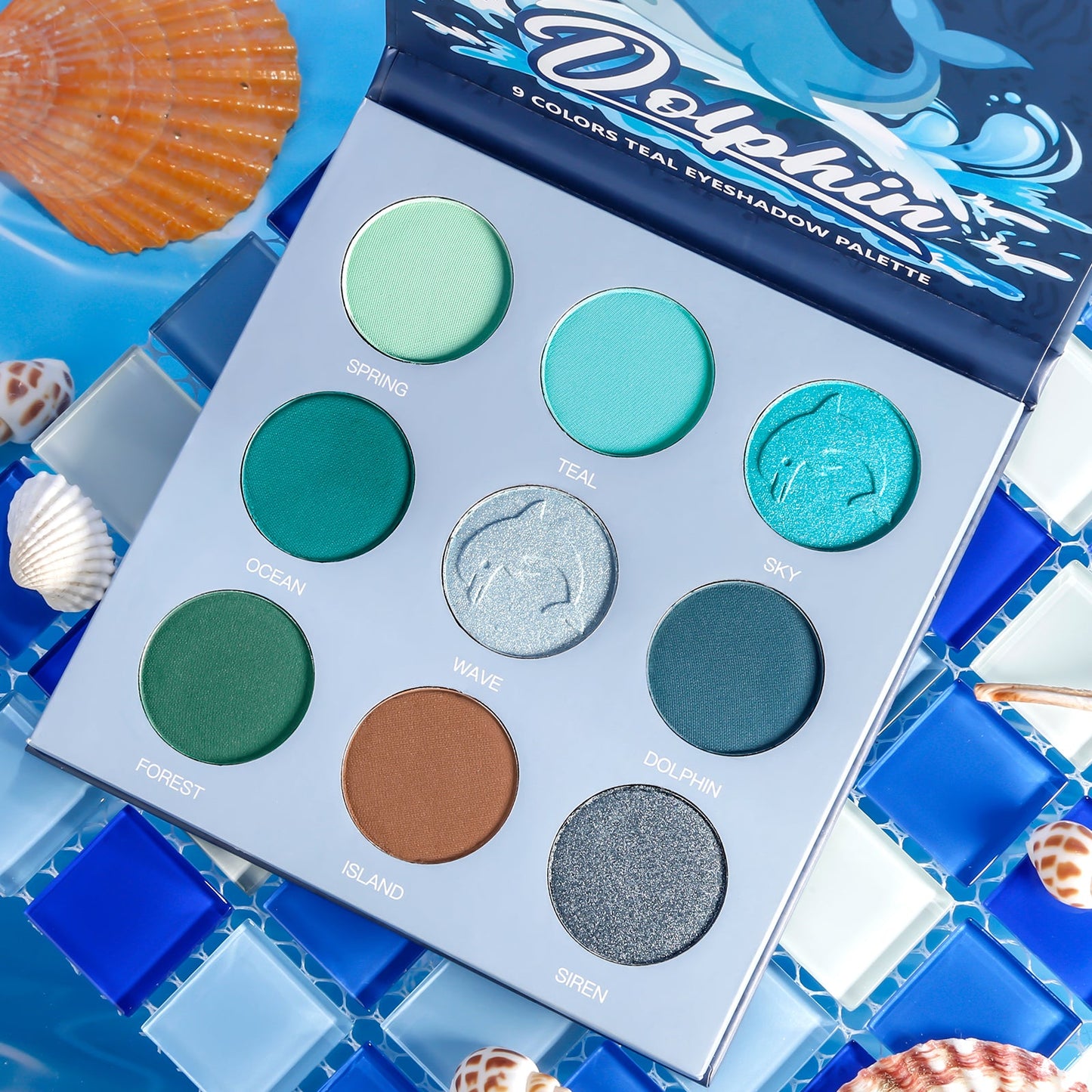 DE’LANCI 9 Colors Dolphin Teal Eyeshadow Palette-DE'LANCI