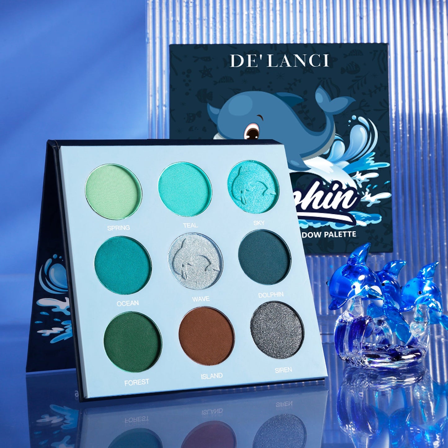 DE’LANCI 9 Colors Dolphin Teal Eyeshadow Palette-DE'LANCI