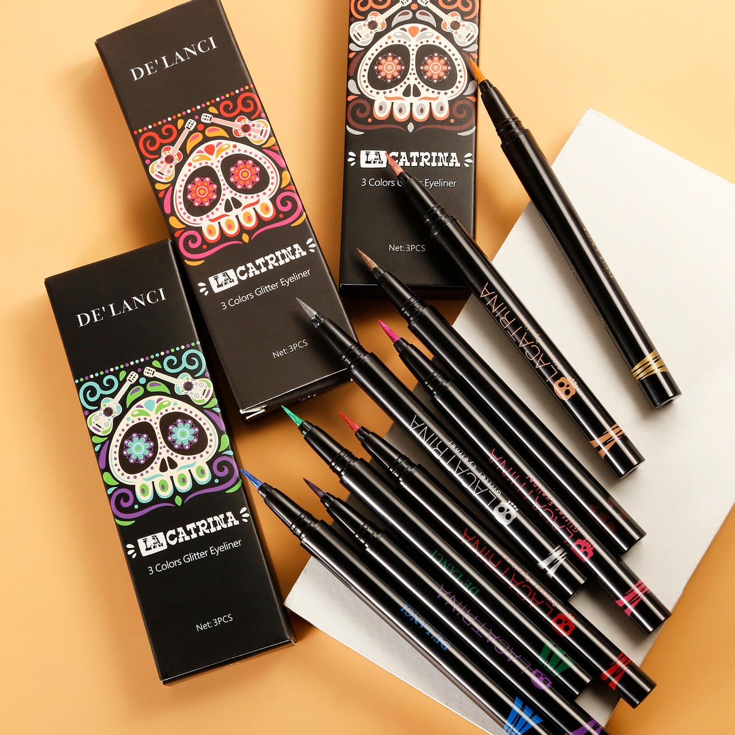 DE‘LANCI LA CATRINA 3 Color /set Glitter Liquid Eyeliner-DE'LANCI