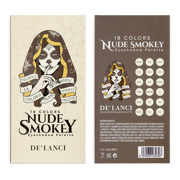DE'LANCI 18 Colors Nude Smoky Eyeshadow Palette-DE'LANCI