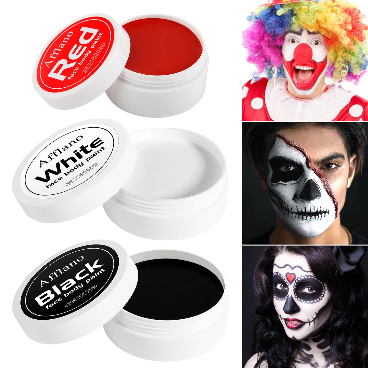 DE'LANCI Black White Red Face Body Paint