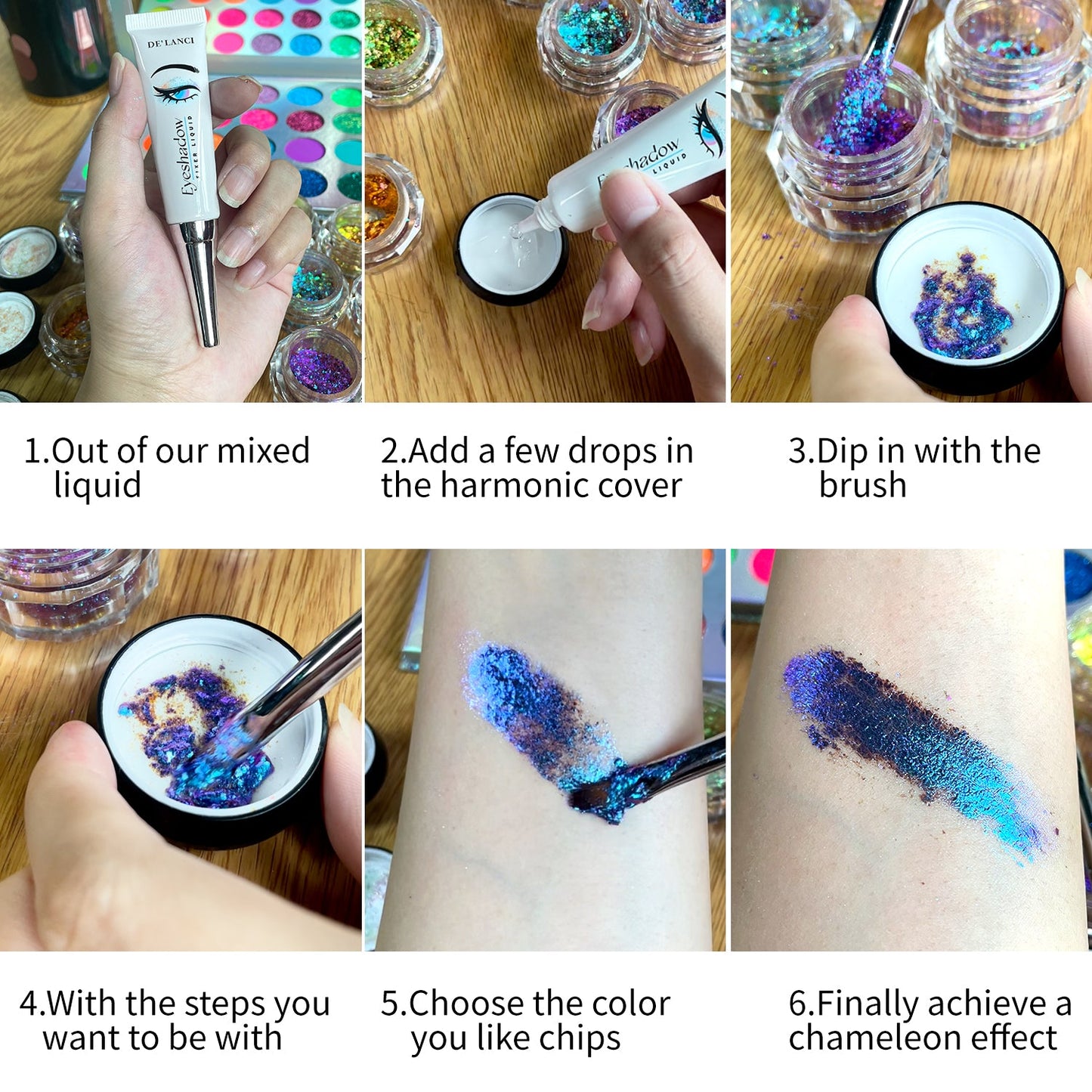 6 Colors Cosmetics Chameleon Flakes Eye Shadow For Choice