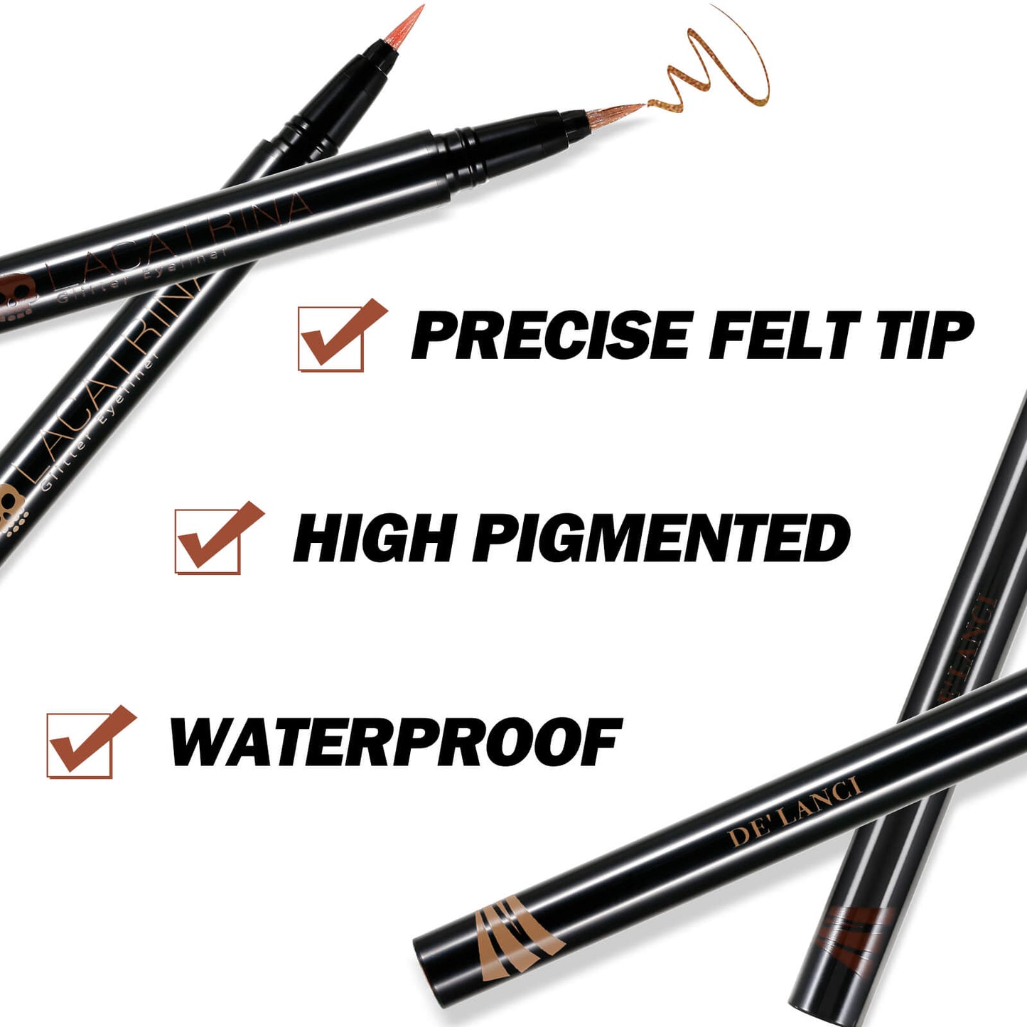 DE‘LANCI LA CATRINA 3 Color /set Glitter Liquid Eyeliner-DE'LANCI