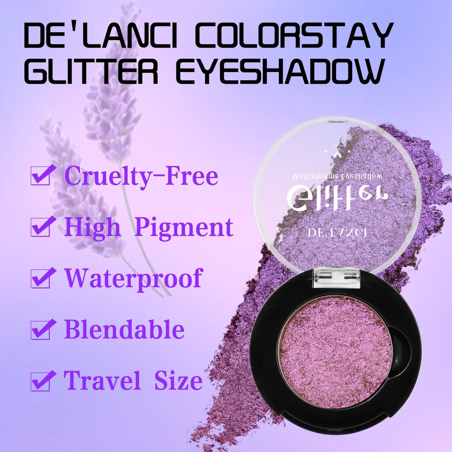 DE'LANCI Rainbow Multichrome Chameleon Eyeshadow #4C Lavender-DE'LANCI