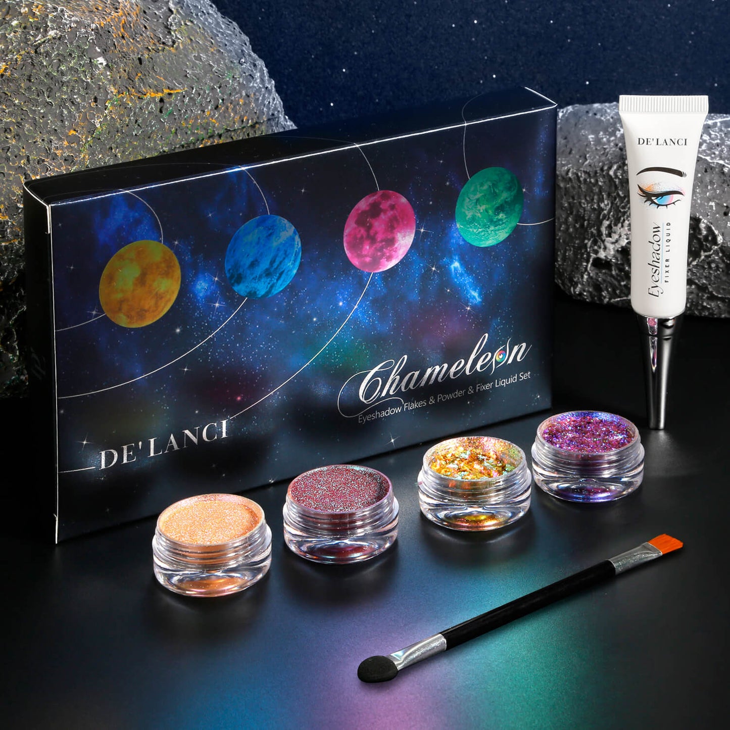 Chameleon Eyeshadow Flakes Powder Liquid Set-DE'LANCI