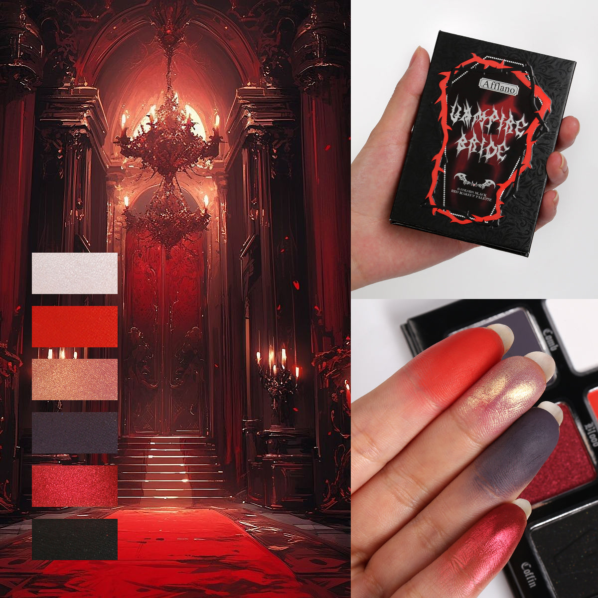 Afflano Vampire Bride 6 Colors Black Red Makeup Palette