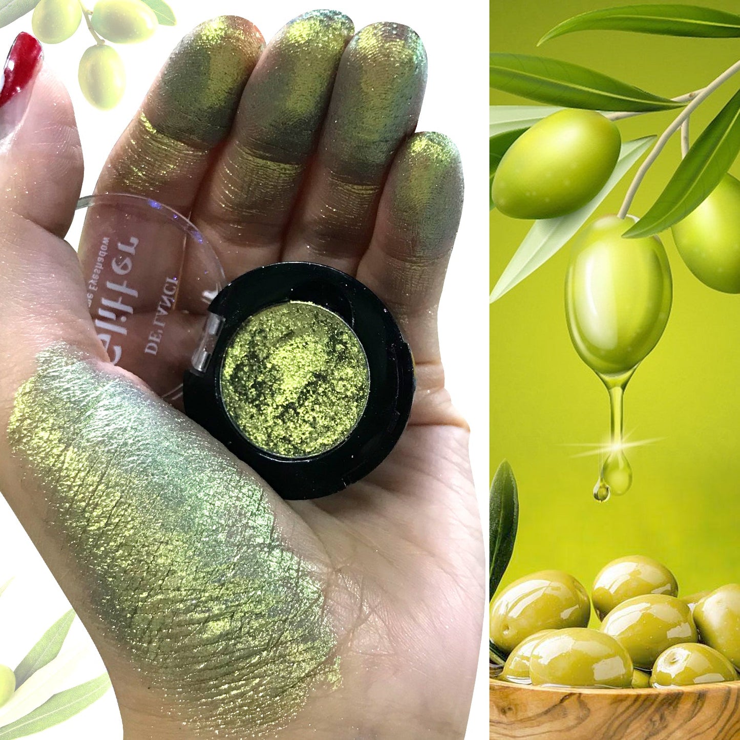 DE'LANCI Rainbow Multichrome Chameleon Eyeshadow  #2F Olive Yellow-DE'LANCI