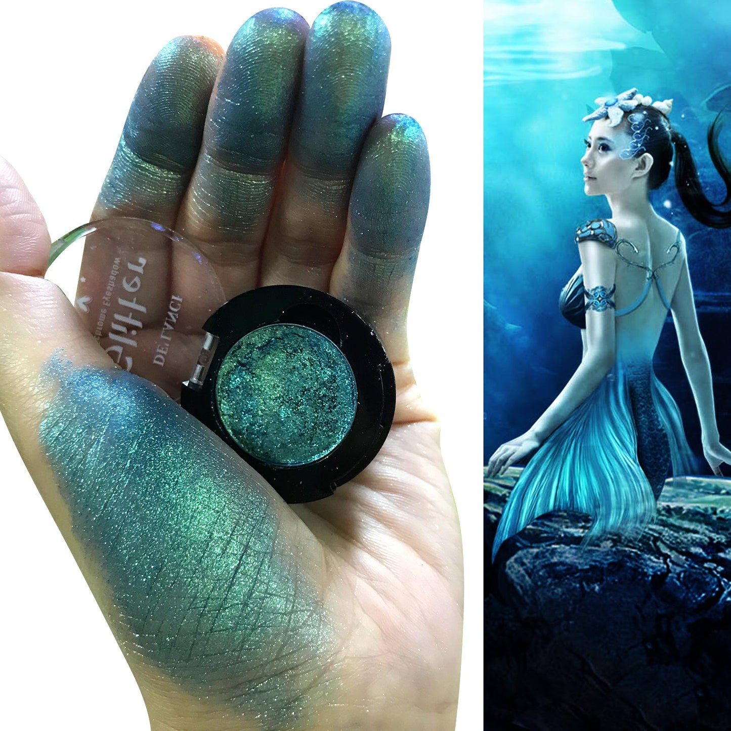 DE'LANCI Rainbow Multichrome Chameleon Eyeshadow #5D Teal Mermaid-DE'LANCI