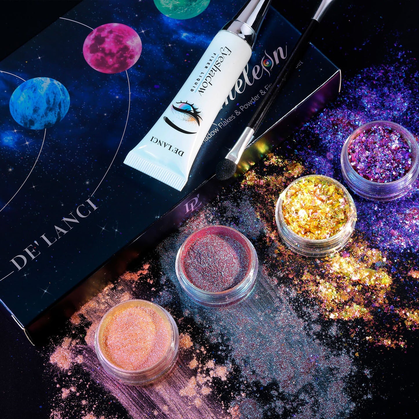 Chameleon Eyeshadow Flakes Powder Liquid Set-DE'LANCI