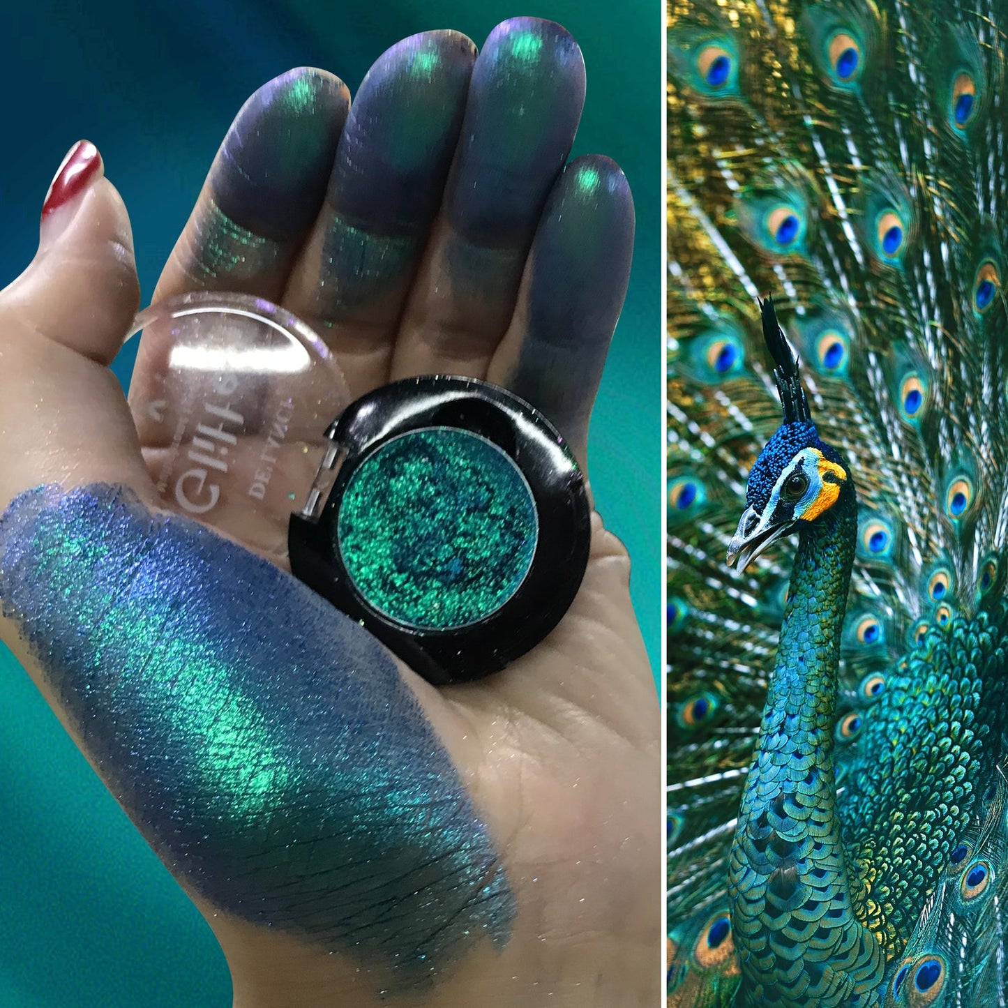DE'LANCI Rainbow Multichrome Chameleon Eyeshadow #2E Peacock-DE'LANCI