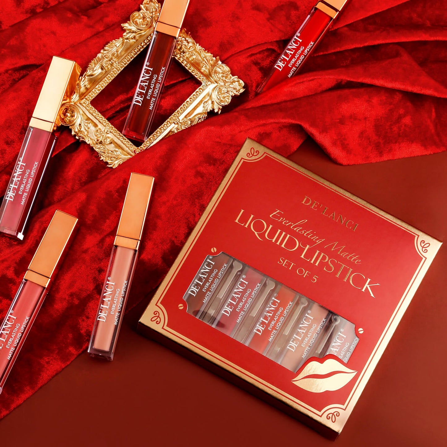 Everlasting Matte Liquid Lipstick Set Of 5 | DE’LANCI