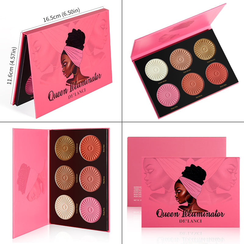 DE'LANCI NEW 6 Color Highligher Palette for Dark Skin-DE'LANCI