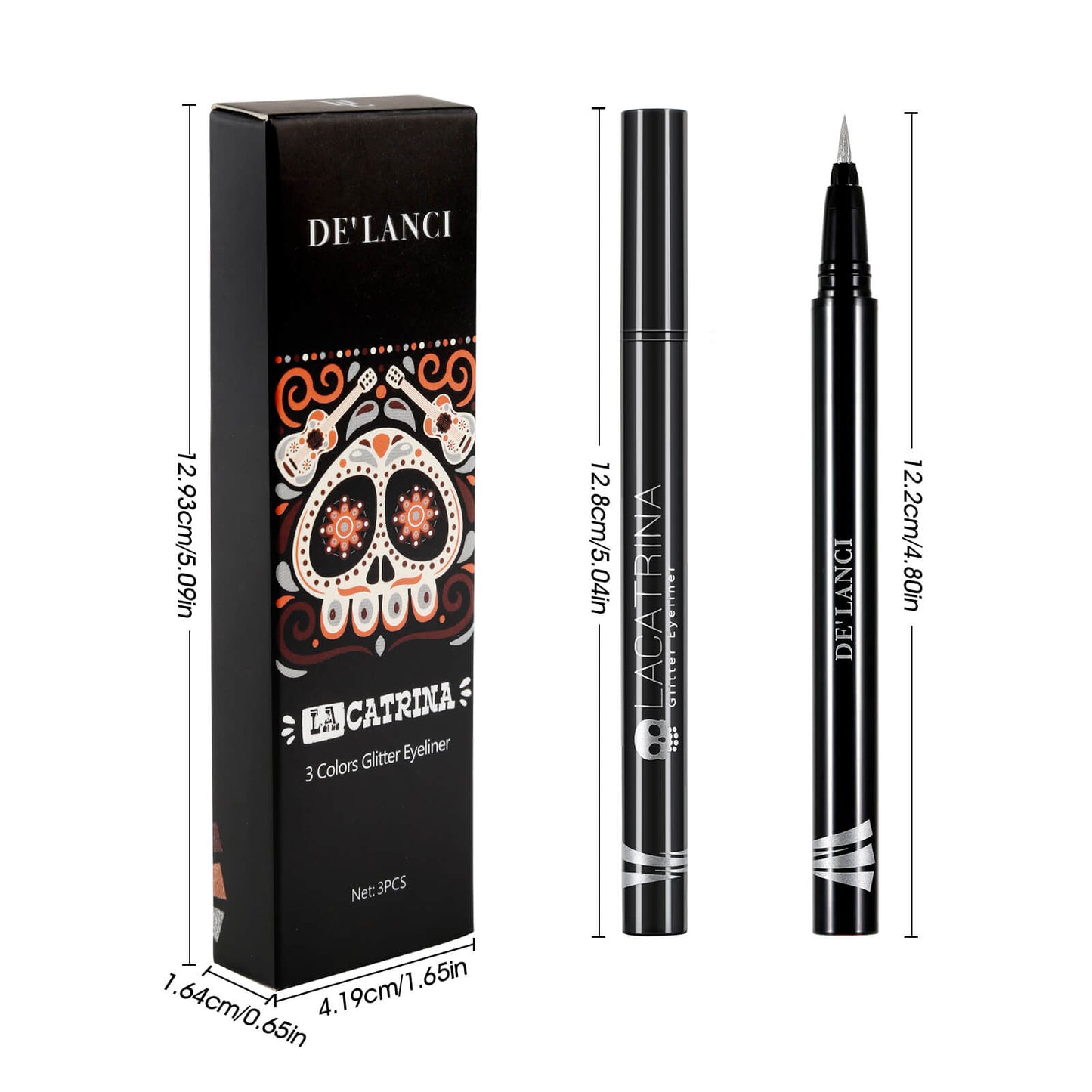 DE‘LANCI LA CATRINA 3 Color /set Glitter Liquid Eyeliner-DE'LANCI