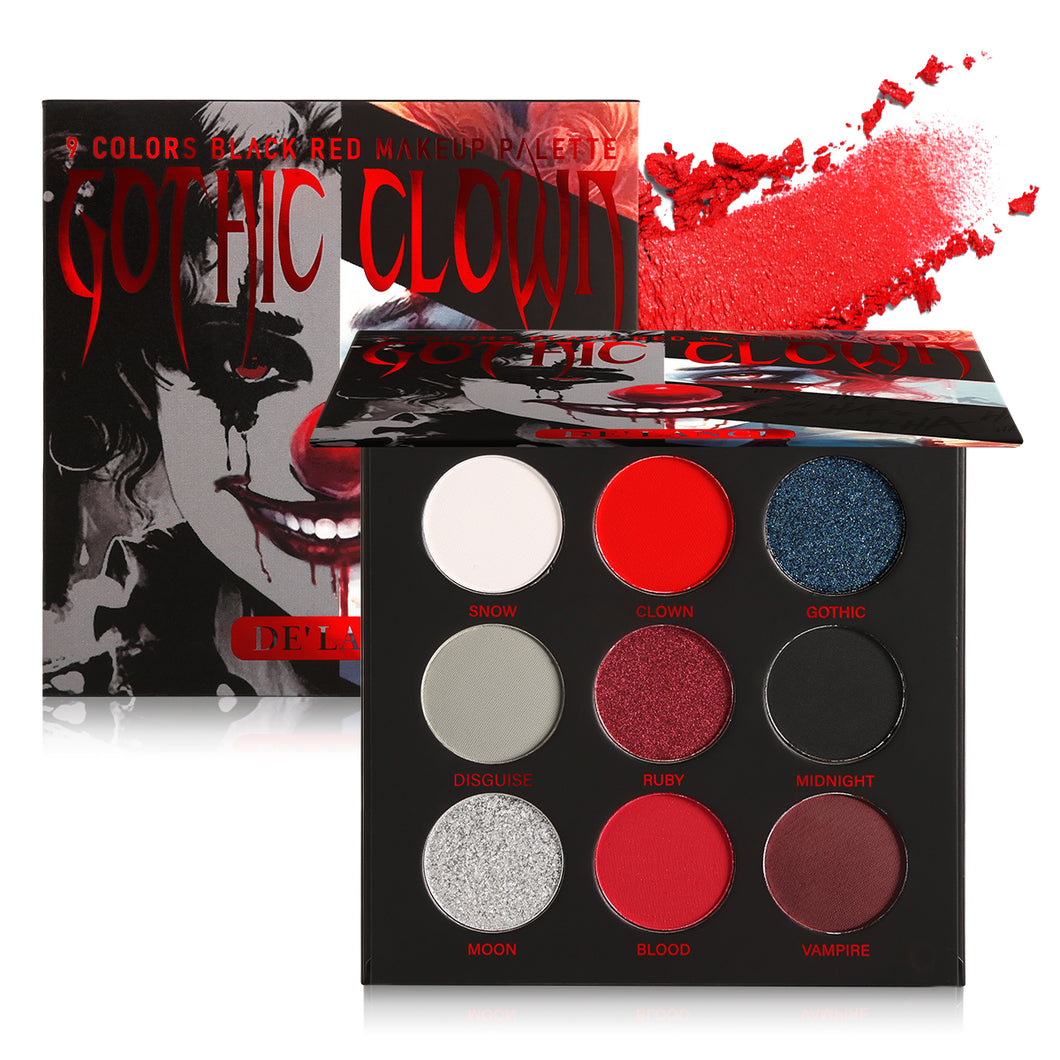 Halloween Goth Clown Glitter Metallic Red Black Eyeshadow Palette