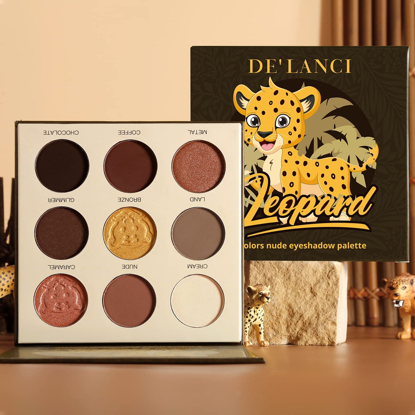 DE’LANCI 9 Colors Leopard Nude Eyeshadow Palette-DE'LANCI