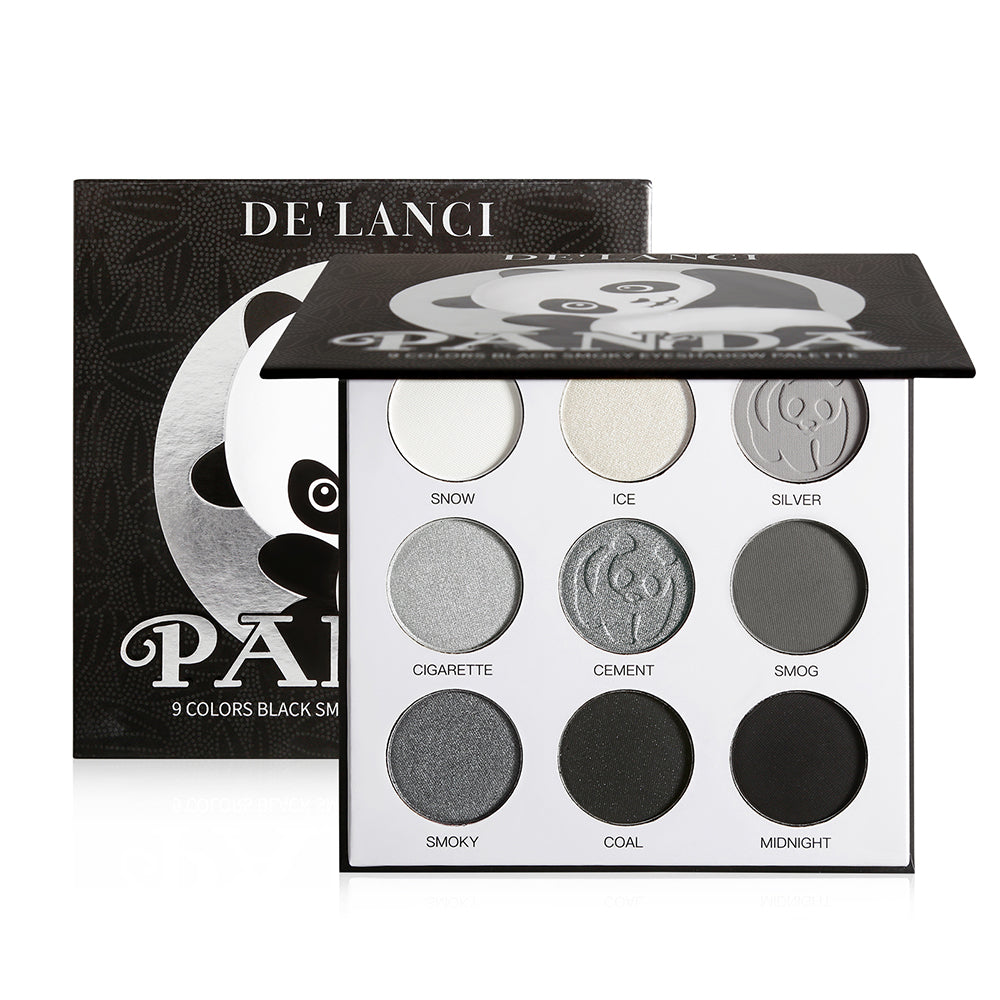 9 Colors Panda Black Grey Eyeshadow Palette-DE'LANCI