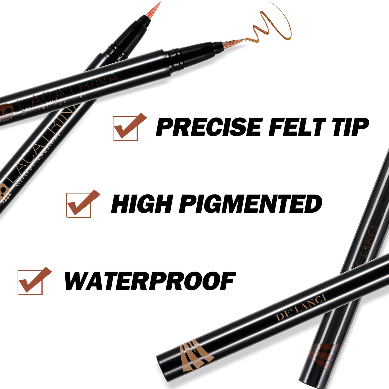 DE‘LANCI LA CATRINA 3 Color /set Glitter Liquid Eyeliner-DE'LANCI
