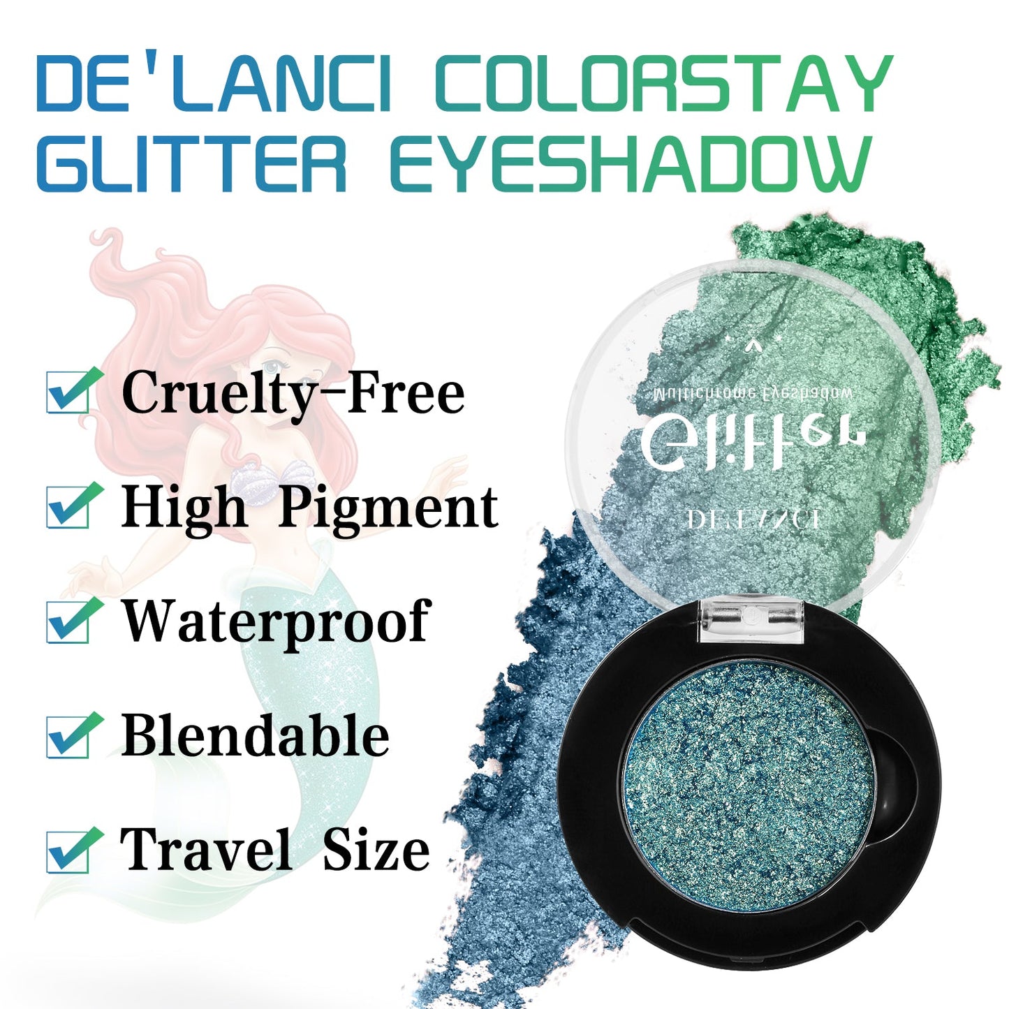 DE'LANCI Rainbow Multichrome Chameleon Eyeshadow #5D Teal Mermaid-DE'LANCI