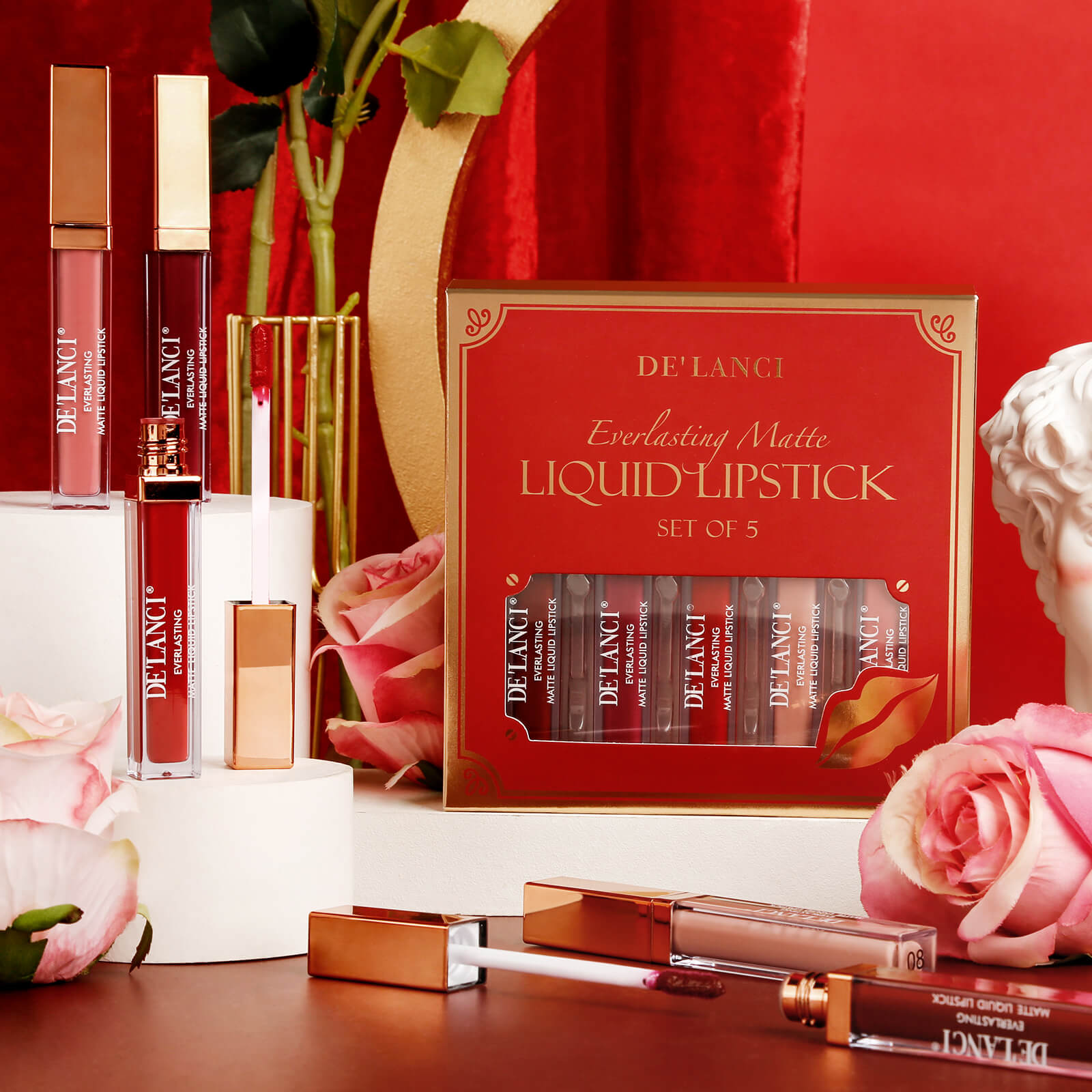 Everlasting Matte Liquid Lipstick Set Of 5 | DE’LANCI