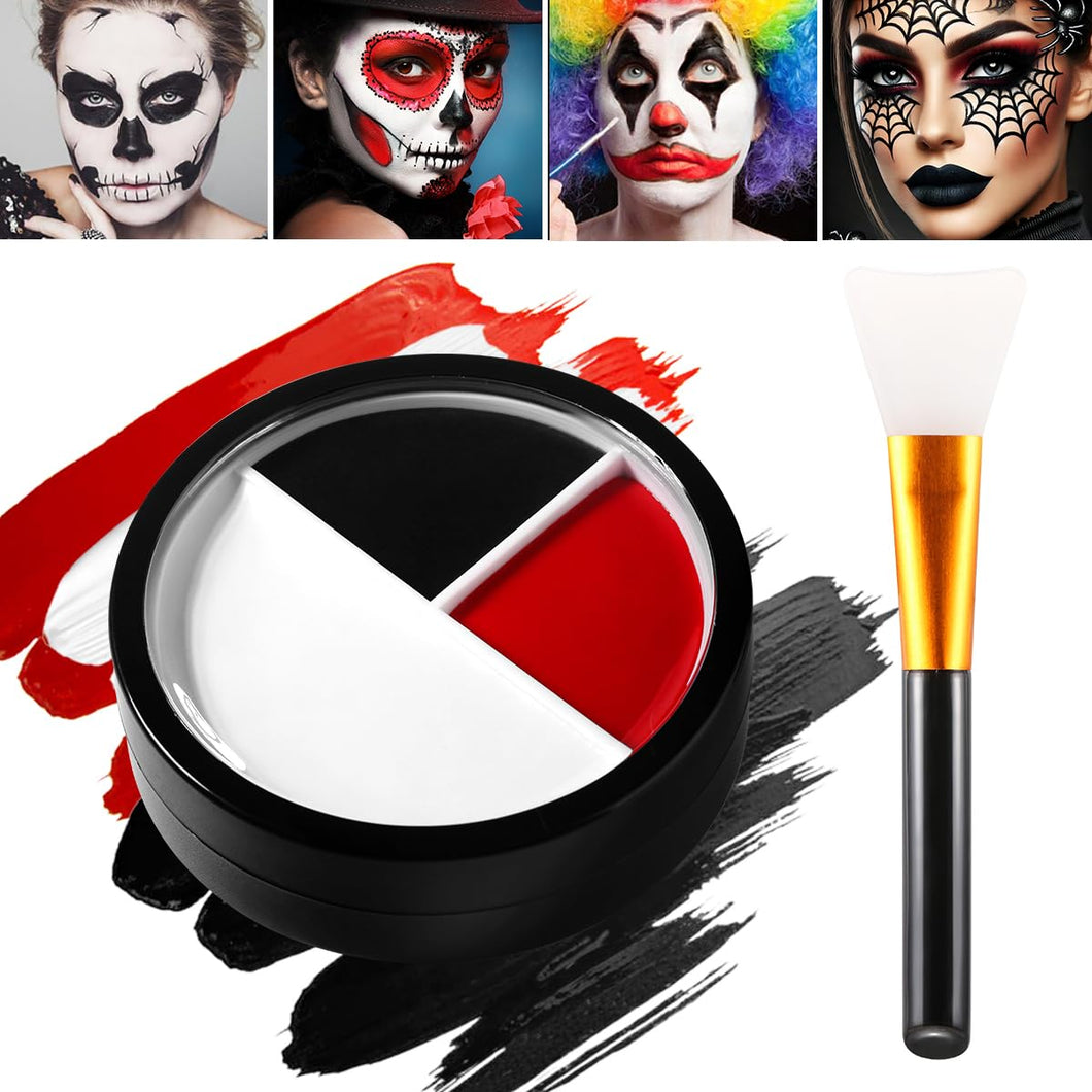 DE'LANCI Black White Red Face Body Paint with Brush