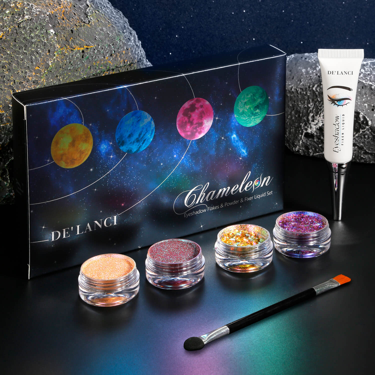 Chameleon Eyeshadow Flakes Powder Liquid Set-DE'LANCI
