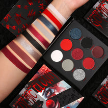 Load image into Gallery viewer, Halloween Goth Clown Glitter Metallic Red Black Eyeshadow Palette
